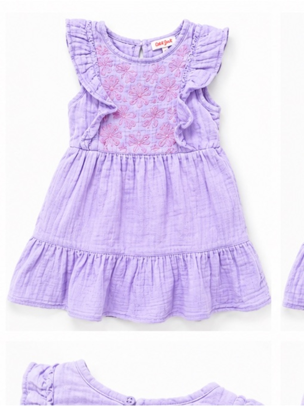 Cat & Jack Lavender Purple Embroidered Ruffle Dress